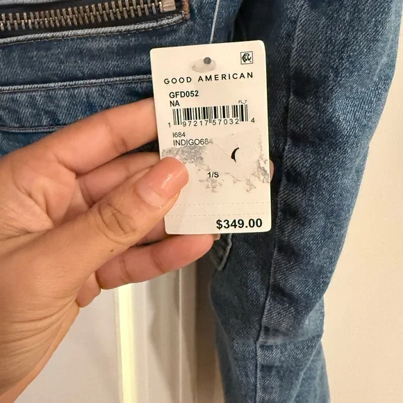 Good American Classic Blue Denim Moto Jacket - Picture 4 of 4